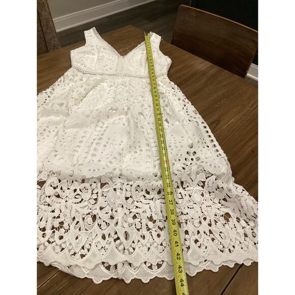 Boston Proper mixed media white lace crochet eyelet v neck sleeveless midi dress - Picture 8 of 8